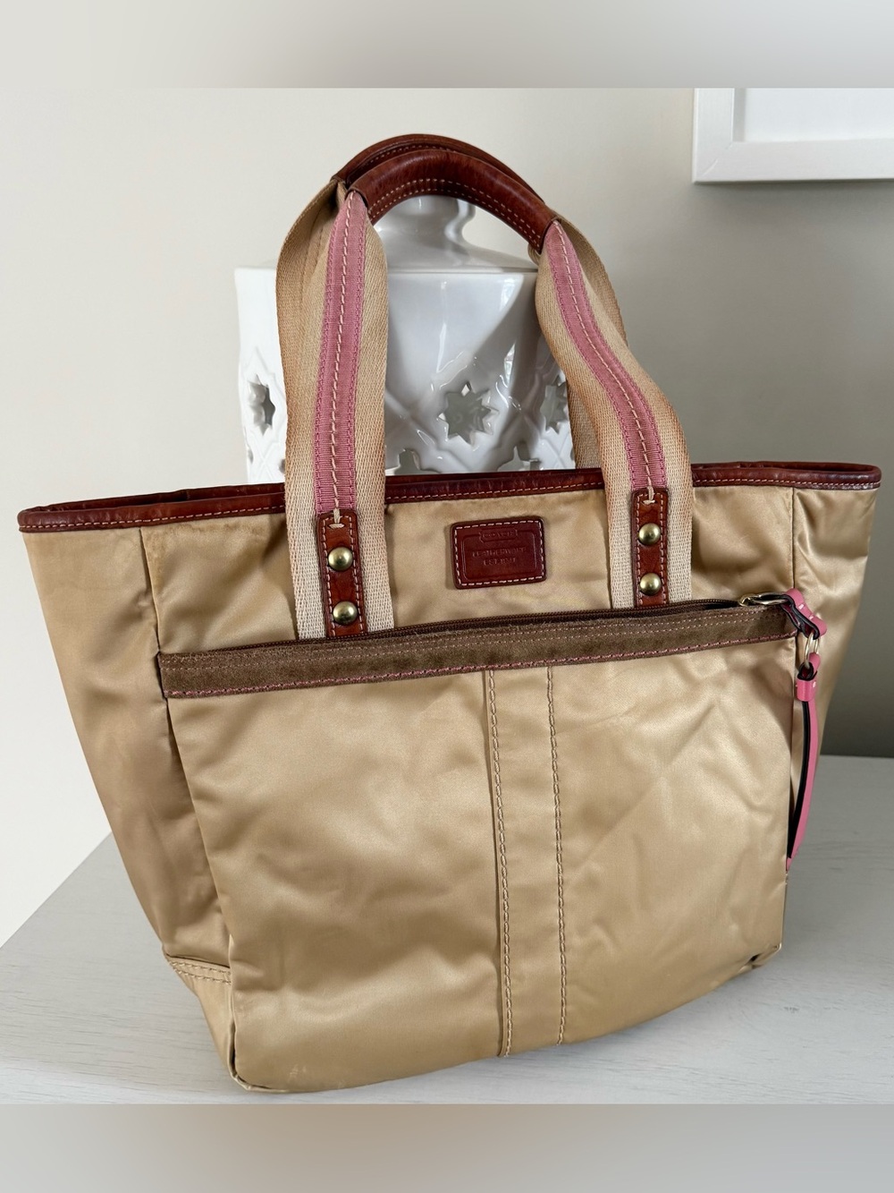 Coach Hampton Vintage Golden Sateen Tote Bag